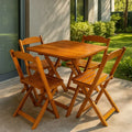 Jogo De Mesa Dobrável 70x70 C/ 4 Cadeiras Madeira Maciça
