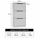 Sapateira Retrátil Inclinável 3 Portas Basculantes Organizador Multiuso Puxador Cava-Para Calçados Hall Entrada e Quarto